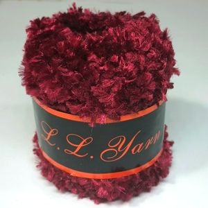 3/$15 L.L. Yarn Chenille 1.75oz/50g 24yds/22m 100% Polyester Burgundy Wine Red